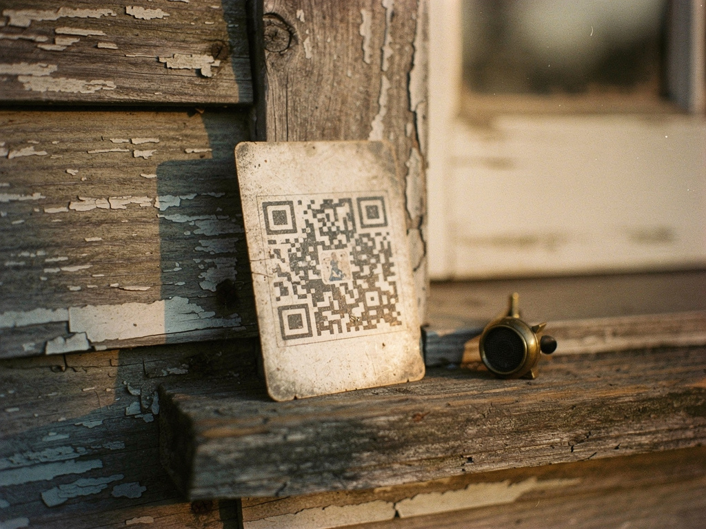 QR-kode på gammelt hus